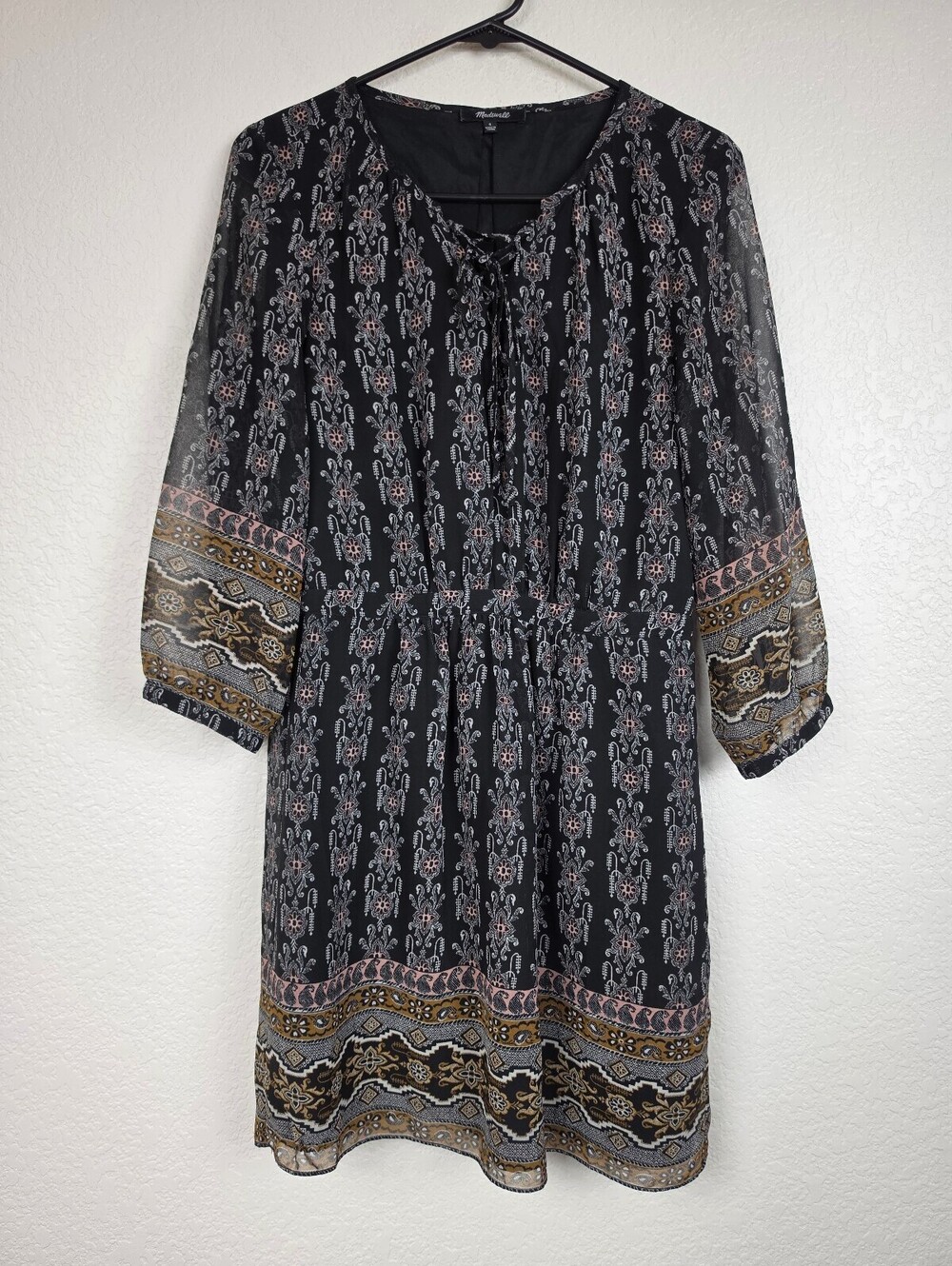 Madewell Black Patterned Dress Size 4